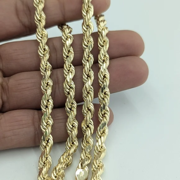 10kt Real Gold Rope Chain 6.5mm 22 Inches